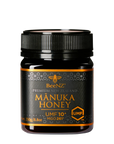 BeeNZ Raw UMF 10+ (MGO 261+) Manuka Honey 8.8oz. Premium NZ honey with medium antibacterial levels for wellness.