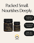 BeeNZ Raw UMF 20+ Mānuka Honey 4.4oz – Rare NZ honey, antibacterial, supports immunity, gut, skin, in travel-size jar