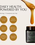 BeeNZ Raw UMF 5+ (MGO 83+) Manuka Honey 8.8oz. Monofloral NZ honey for energy, digestion, and natural sweetening.