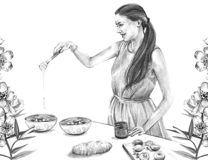 Hive to home putting honey on cereal