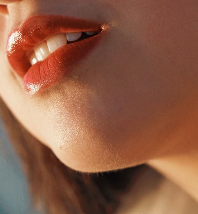 Woman's face and lips close up