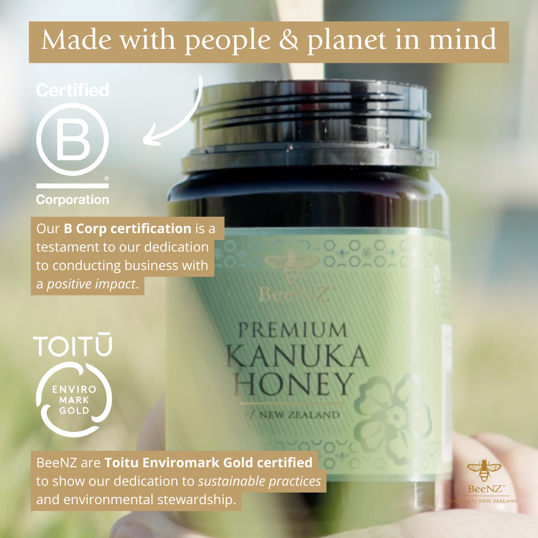 BeeNZ is a B Corp and Toitu Enviromark certified honey company, passionate about sustainable, eco-friendly honey made with care for people and the planet.
