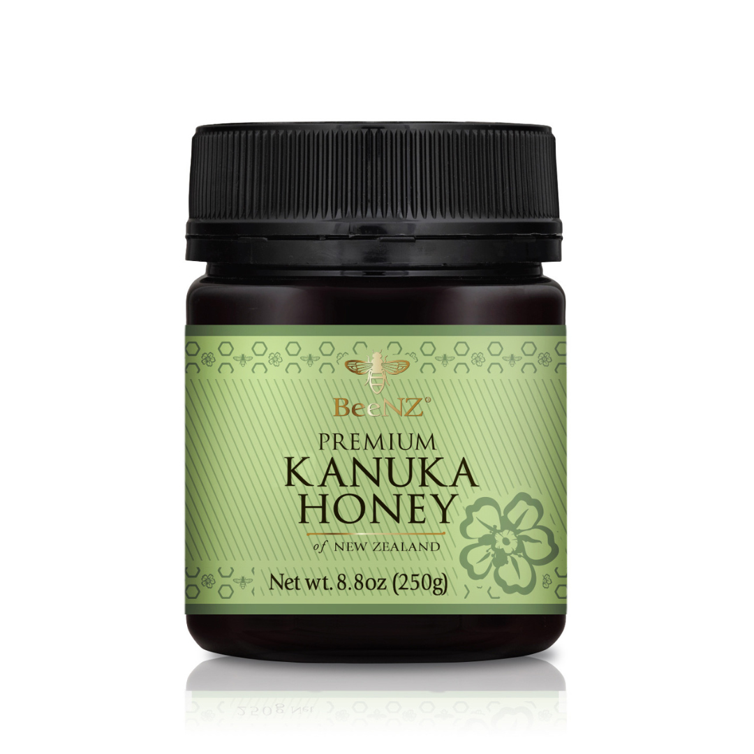 BeeNZ Raw NZ Kānuka Honey, a natural superfood with floral notes, anti-inflammatory benefits, ideal for smoothies, baking, skincare, and as a sugar alternative.
